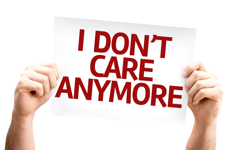 I Dont Care Anymore card isolated on white background