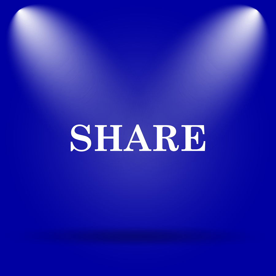 Share icon. Flat icon on blue background.